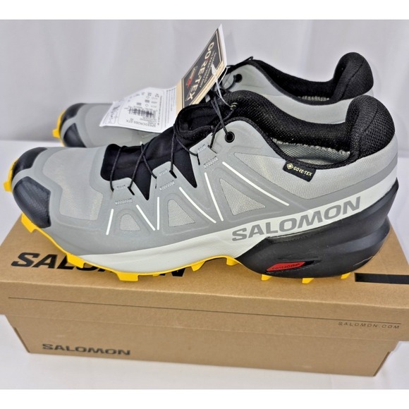 Salomon Speedcross GTX Trail Shoes Mens 10 Sharkskin Black Lemon 475692 NIB - Picture 3 of 16